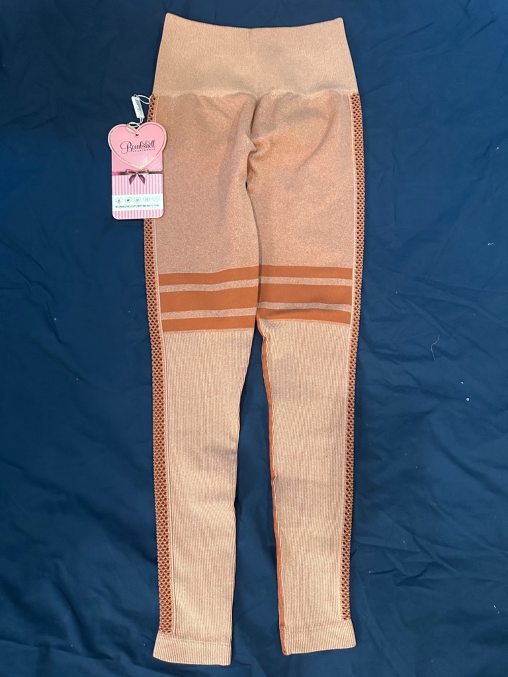 Bombshell Sportswear Peach Shimmer Leggings Size XS/S NWT - Picture 2 of 9